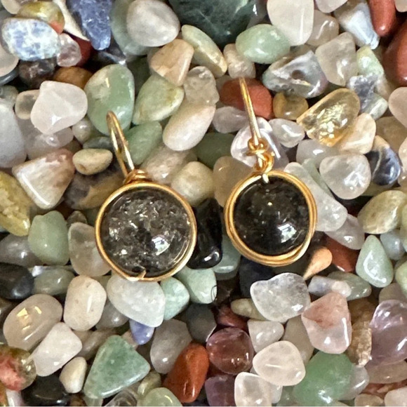 Black Tourmaline drops dangle earrings/Protection Jewelry - Picture 1 of 5